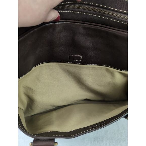 COLE HAAN Dark Brown Leather Large Multi Compartment Portfolio Carry All Man Bag - Picture 5 of 16